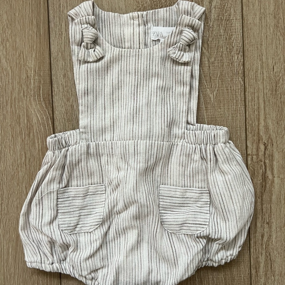 Zara Baby Striped Cream Romper 1-3M